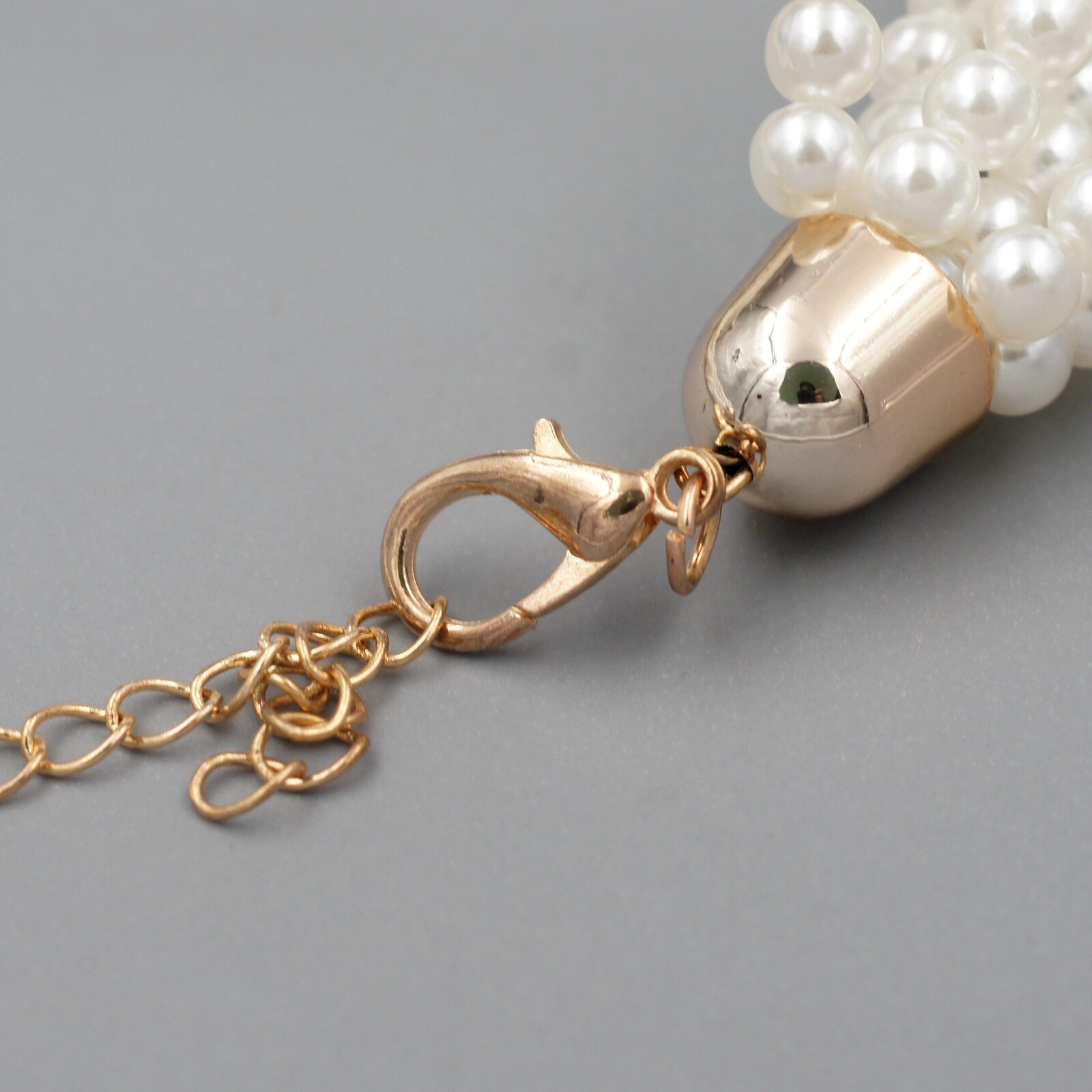 White Glass Pearl Multi Layered Strand String Necklace Earrings Jewelry set 0090