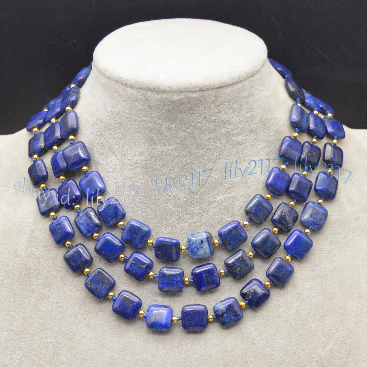 Natural Blue Lapis Lazuli 12mm Flat Square Gemstone Beads Necklace 14-100 inches