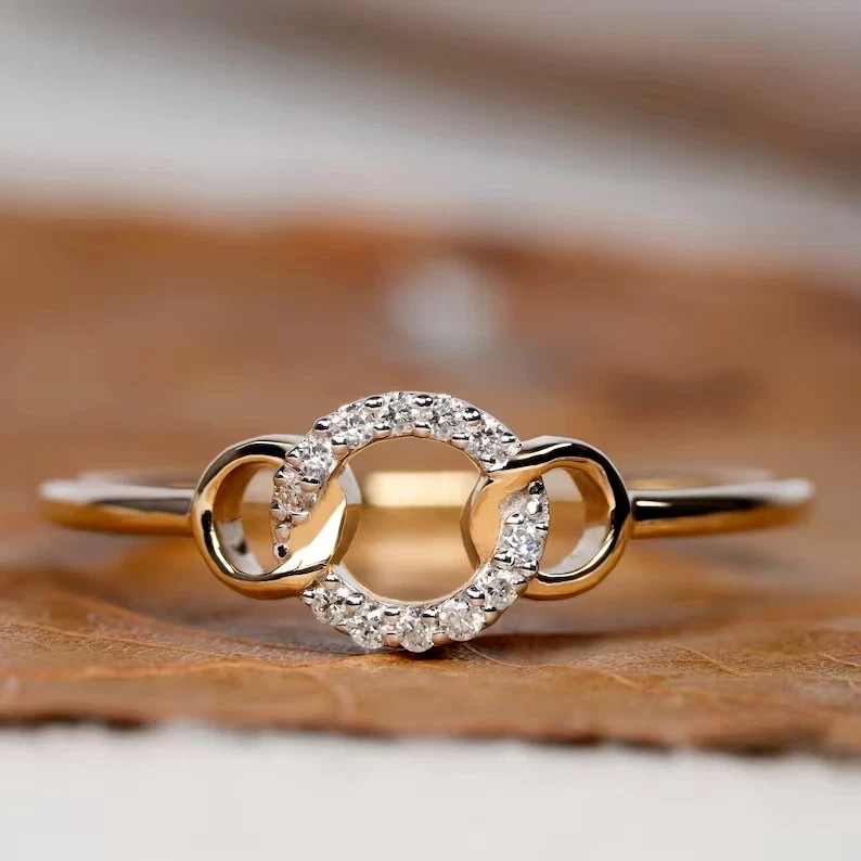 1 Ct Round Simulated Diamond 14k Yellow Gold Plated Women’s Round Link Band Ring