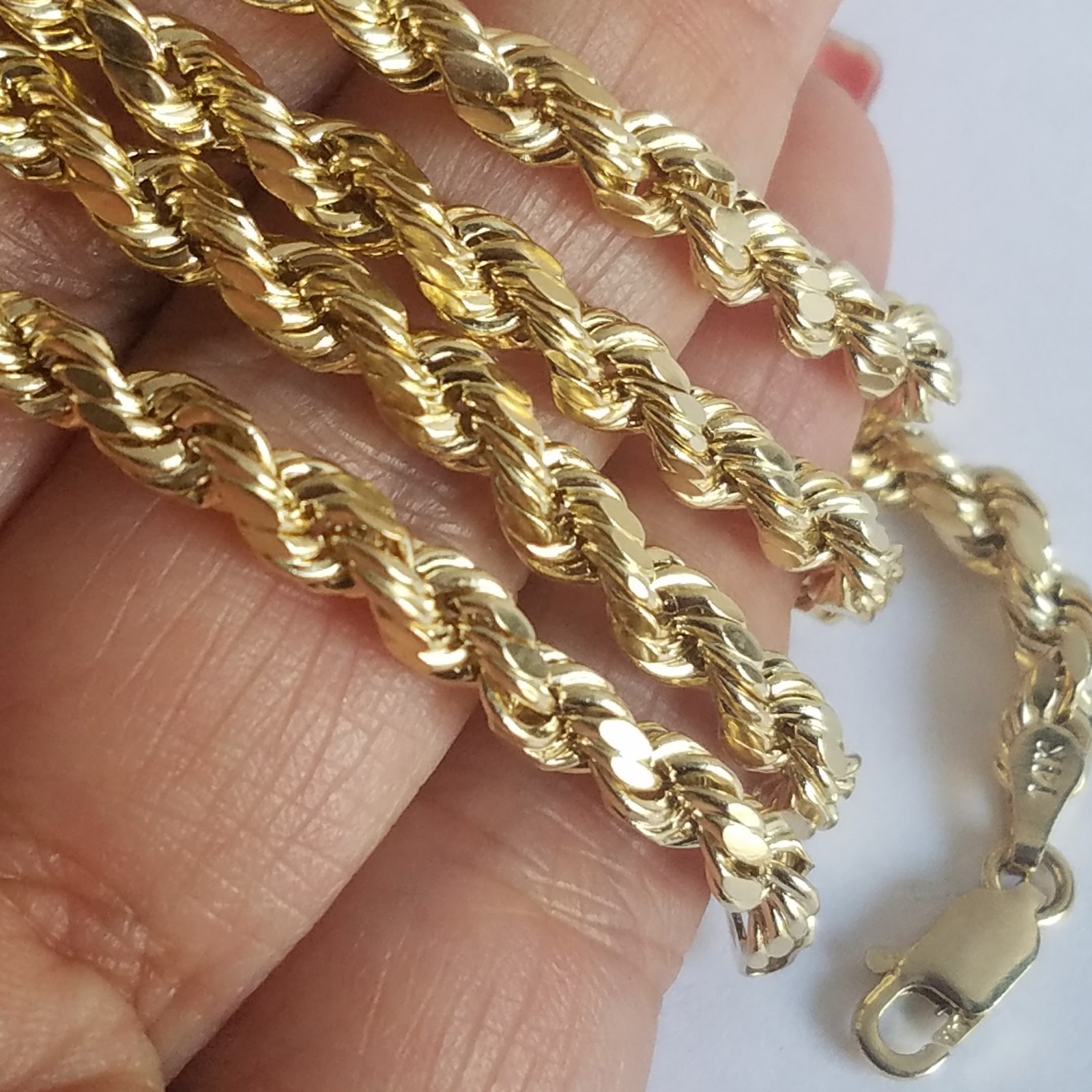 14k yellow gold rope chain 26 inches long 4 mm