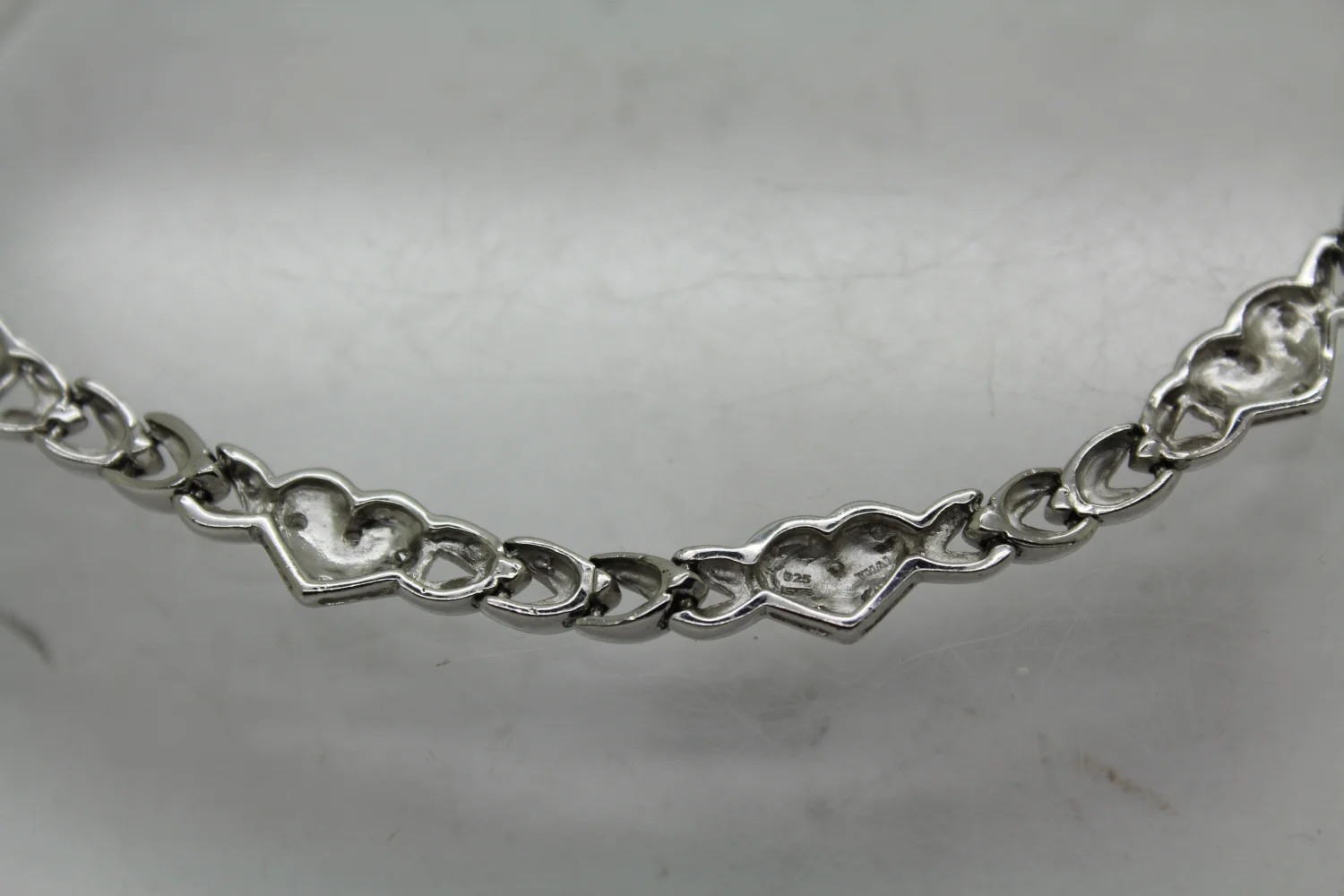Designer OTC .925 S.S. DIAMOND acc. HEART STATION necklace 27g