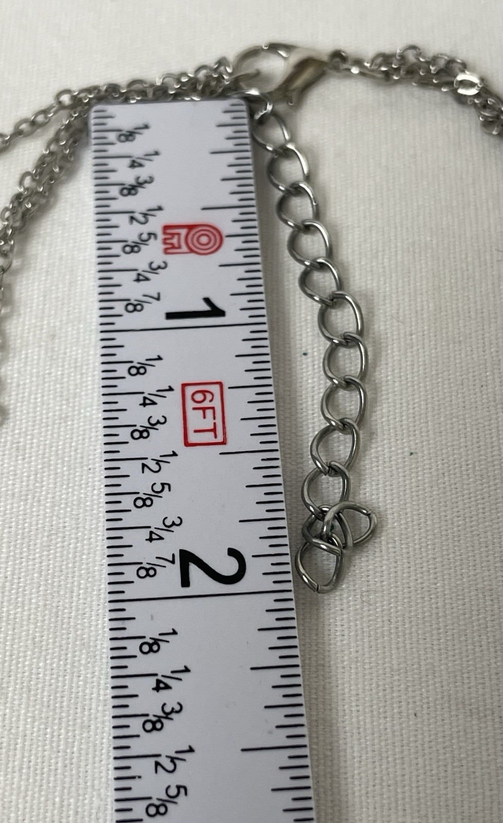 3 Strand Faux Pearl Layered Chain Necklace 18-24” Silver Tone Oval Link