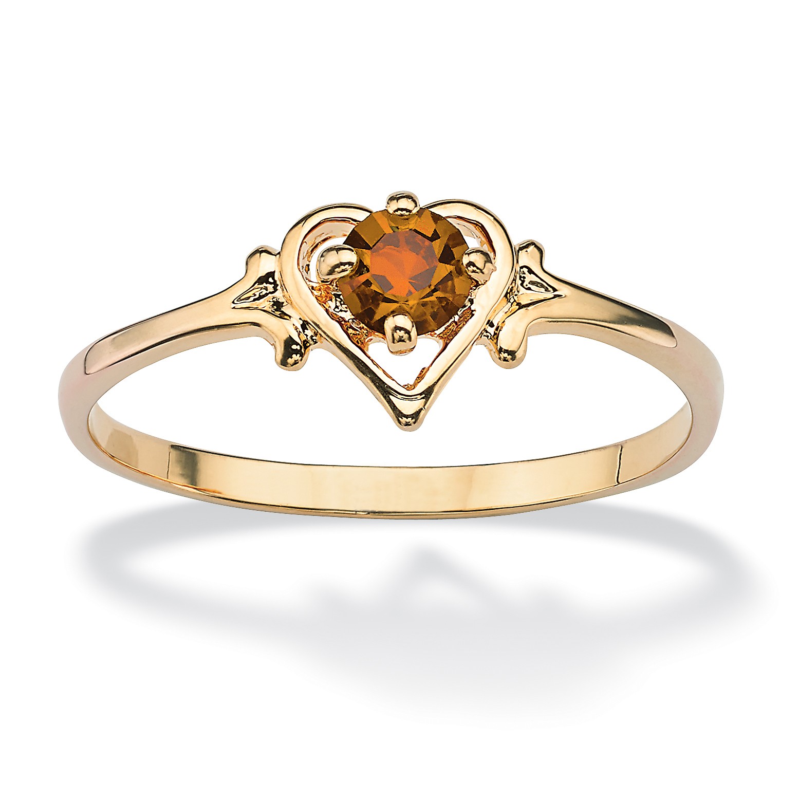 Simulated Birthstone Heart Ring in Gold-Plated