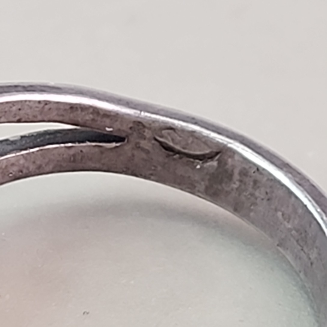 Stone Ring Sterling Silver Handmade Signed Crescent Moon Small 5
