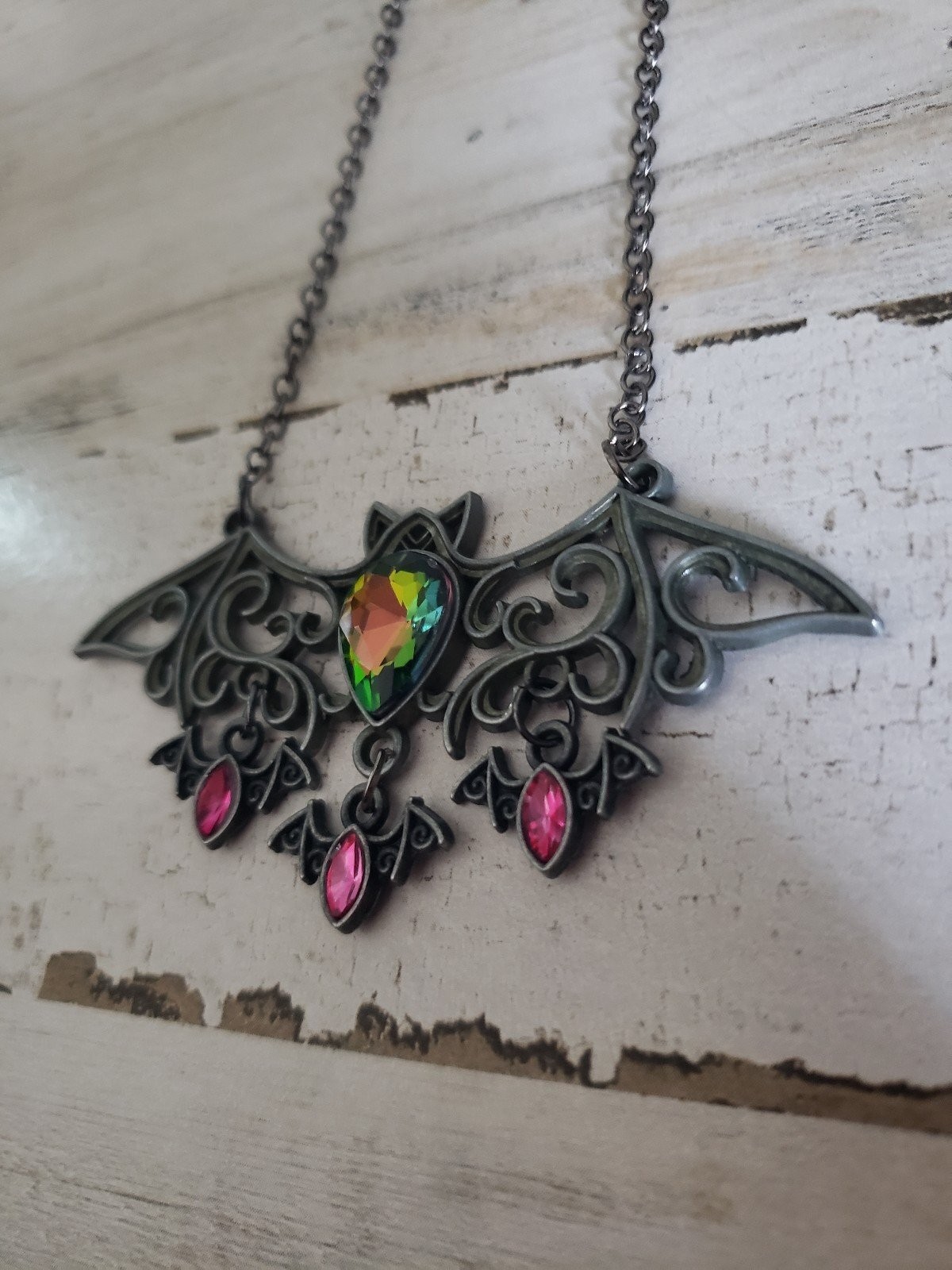 Bat necklace Halloween vampire baby jewelry pink black gift cute witch cool love