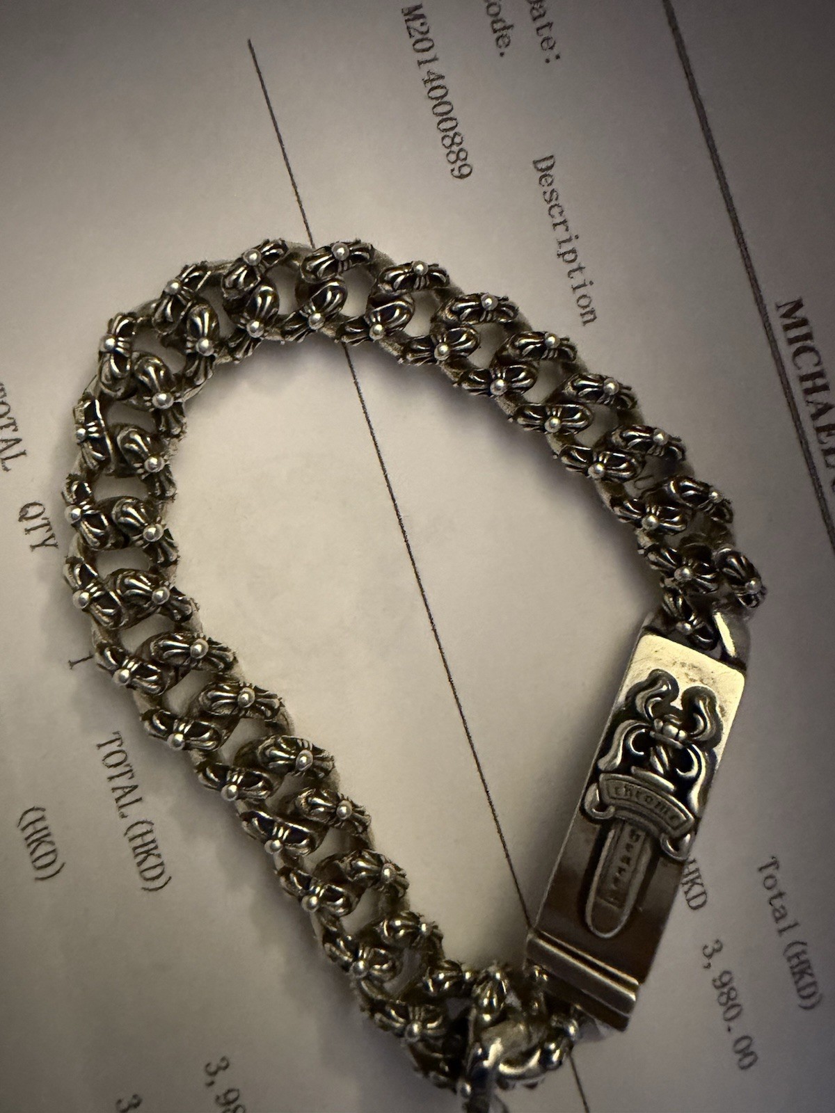 925 Sterling Silver ID Chain Bracelet, Byzantine Link, Box Clasp