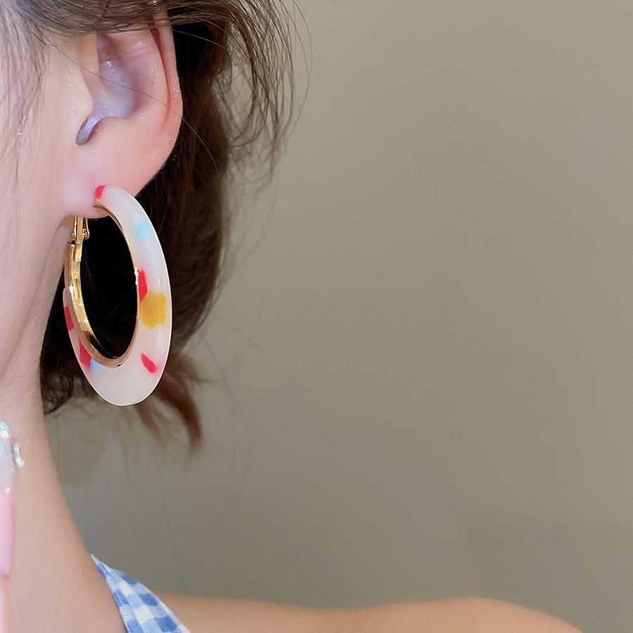 6 Pcs Set C-shaped Earrings Smudged Leopard Print Hoop Earrings Luxury Jewelry