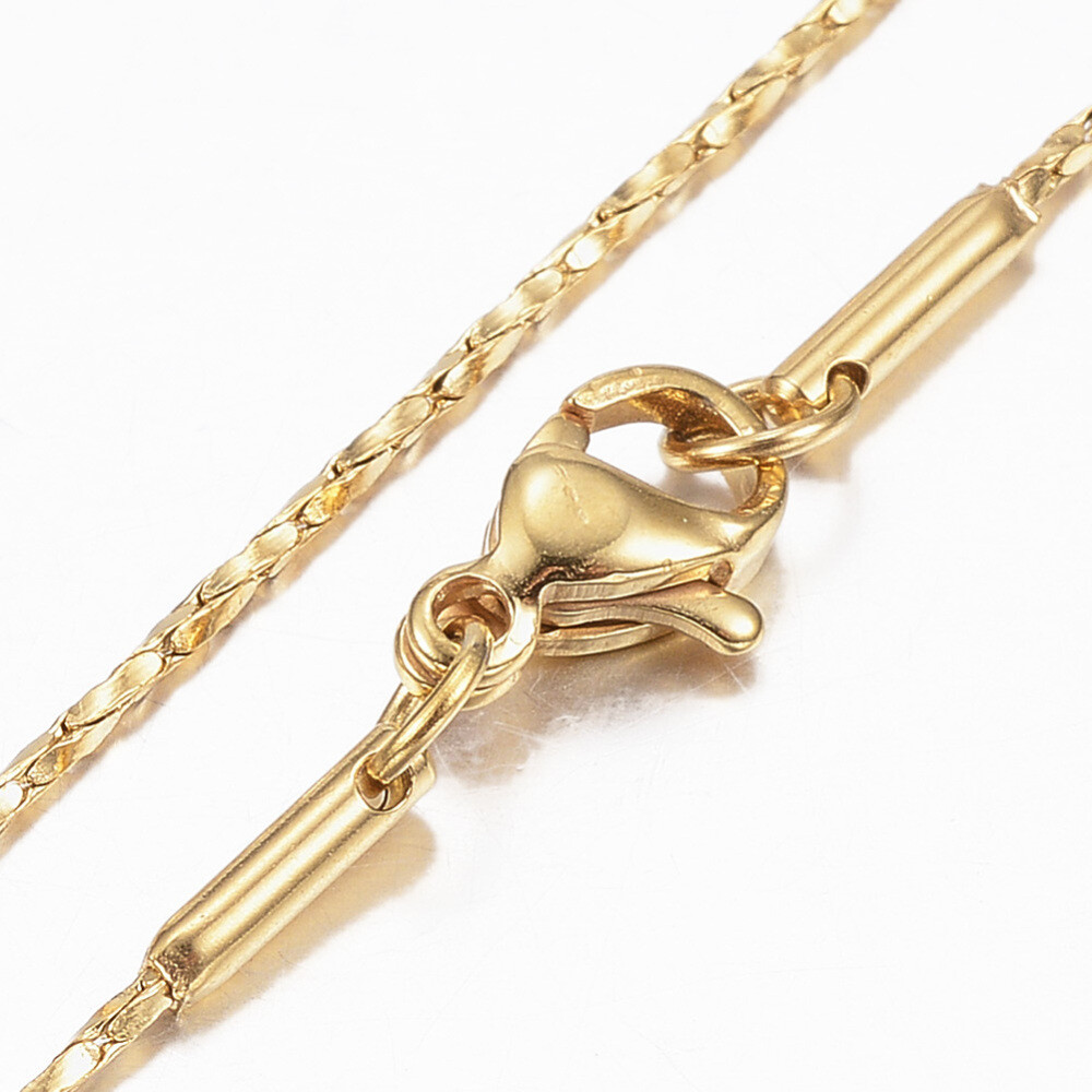 Stainless Steel Chain Necklace Lobster Clasp Gold 16.54″ 0.8mm P112