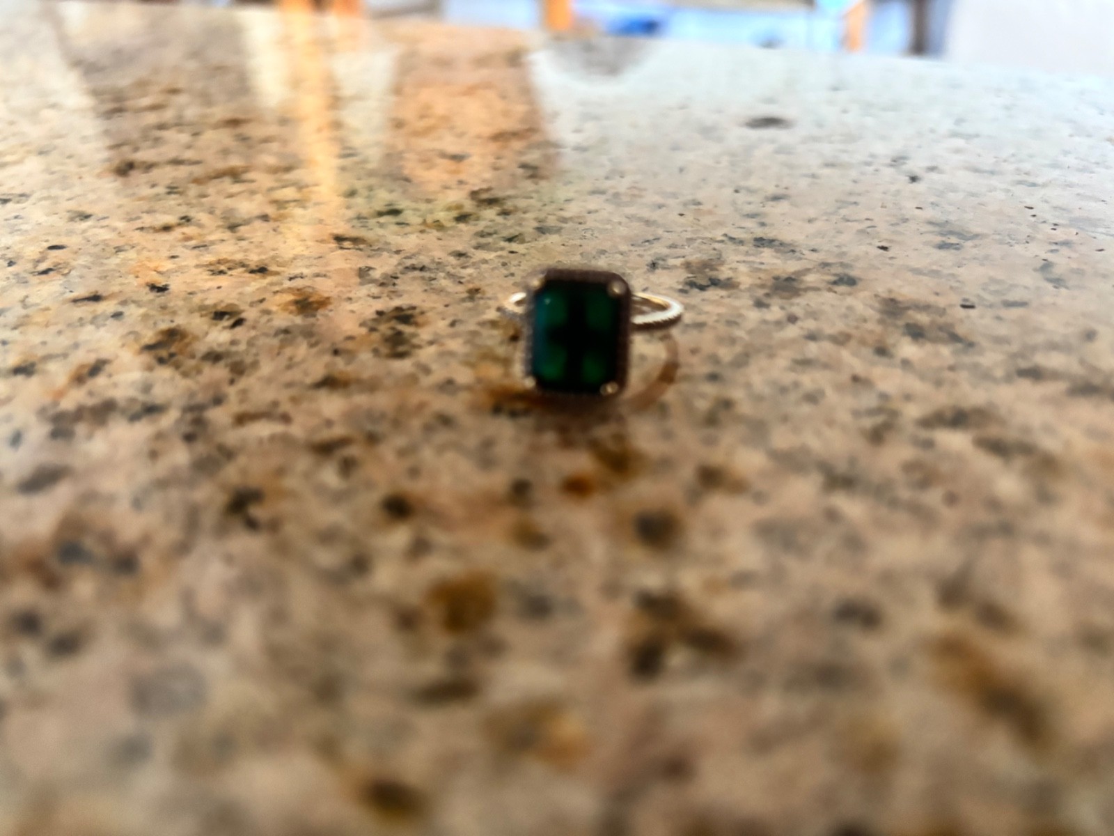 Emerald & Moissanite Rose Gold Ring × 1 14K Yellow Gold / Lab Emerald