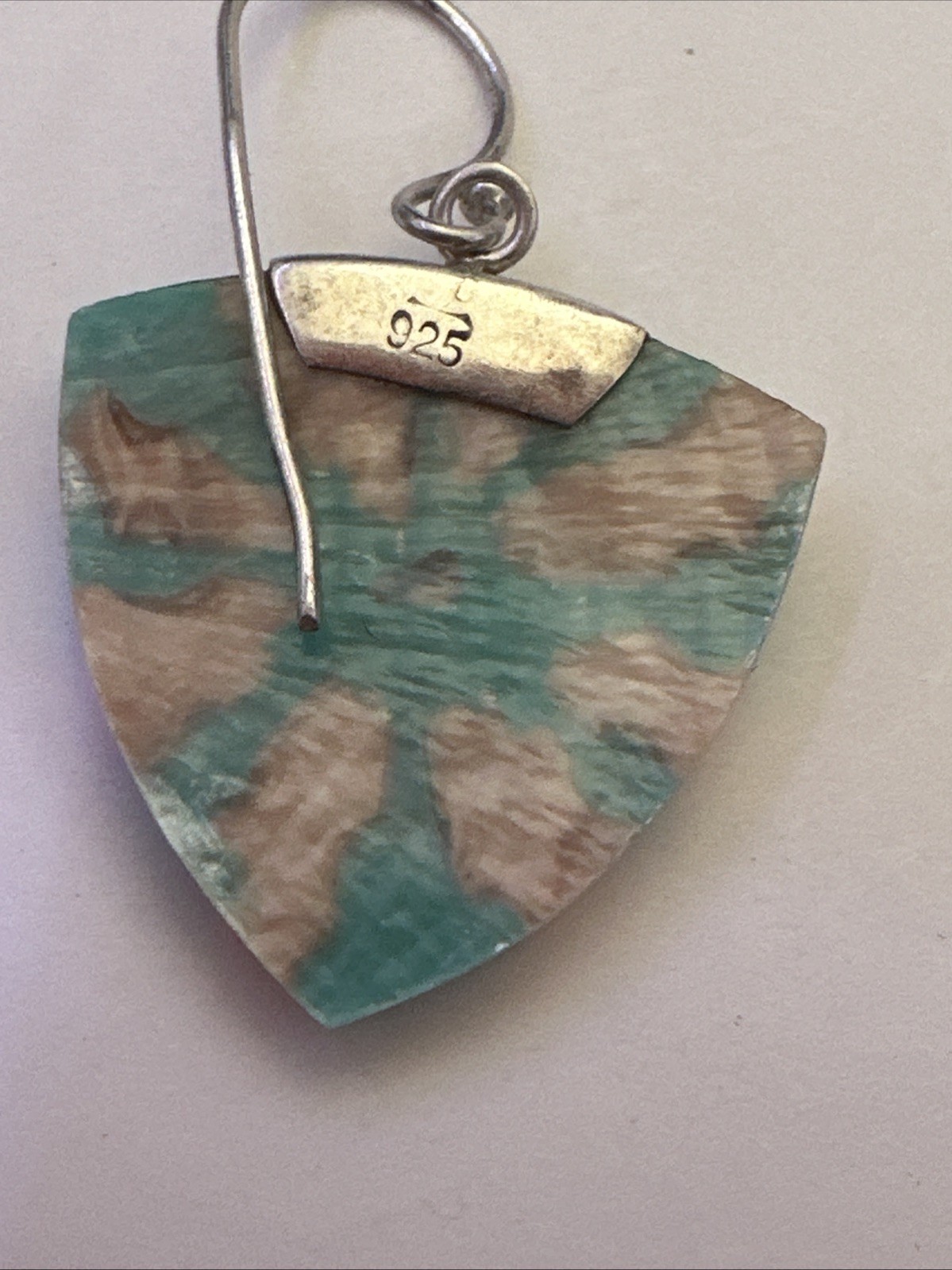 Turquoise Resin & Shell Drop Dangle Hook Earrings Sterling Silver