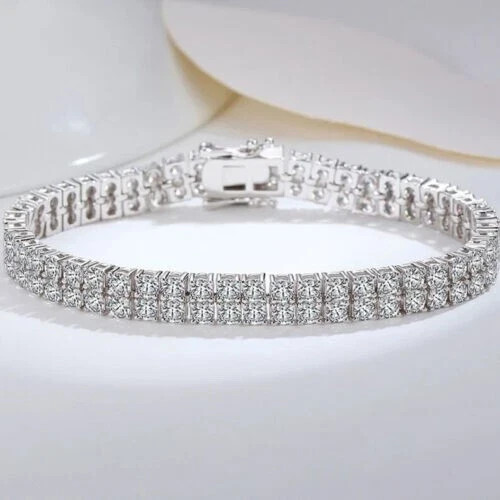 Lab Created 11CT Round Cut VVS1/D Diamond Tennis Bracelet 14K White Gold Finish
