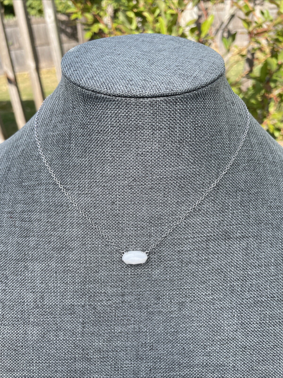 Kendra Scott Classic White Necklace Silver Tone Dainty 15” plus 2” Extender
