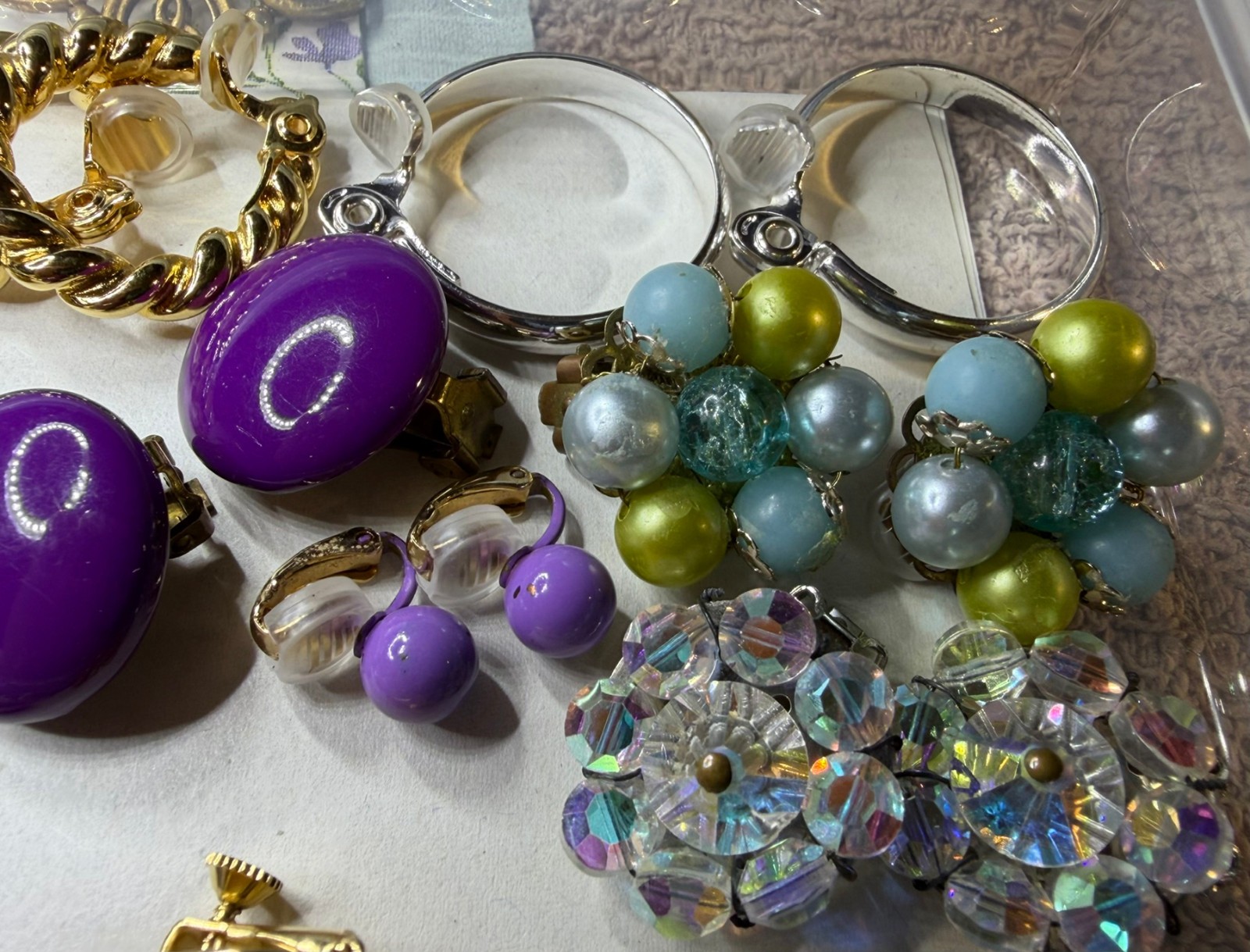 Lot of 13 Pairs of Vintage Clip-On Earrings Includes Lisner, Monet, Napier, Coro