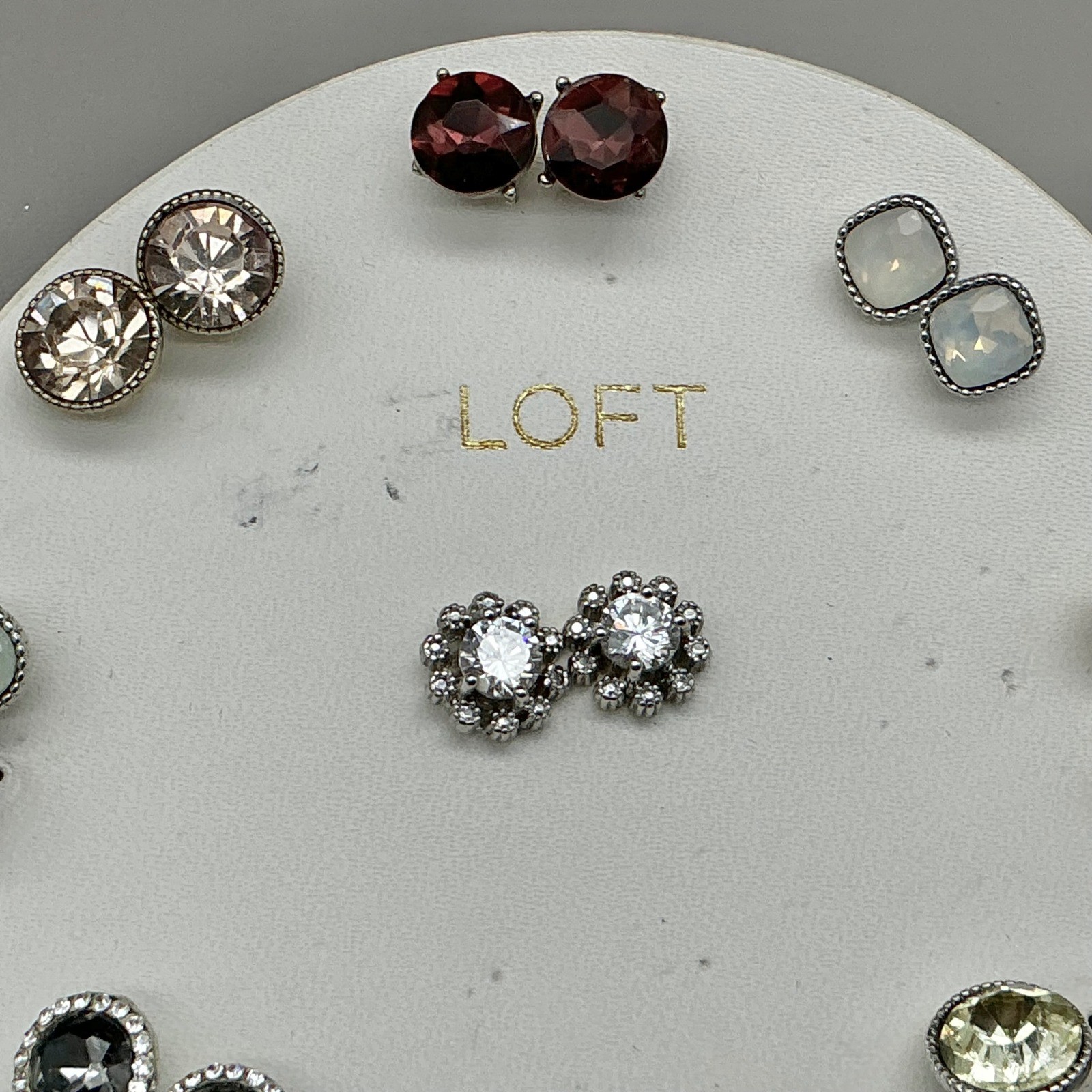 LOFT Earrings Womens Multi Tone Crystal Gemstone Stud Set 9 Pairs 0.25-0.5 In