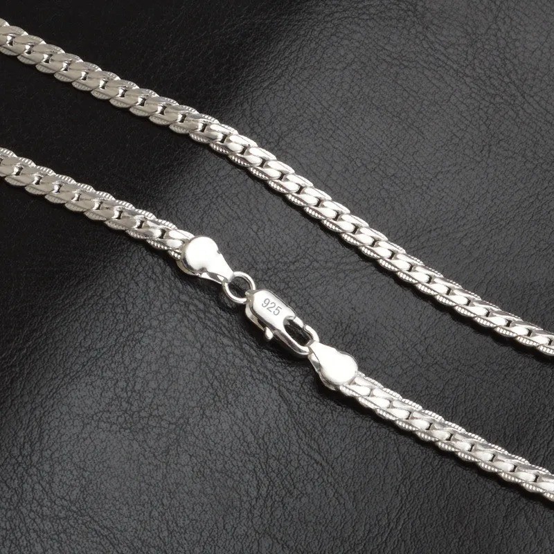 925 Sterling Solid Silver Chain Necklace Jewelry for Women Men Fashion Gift