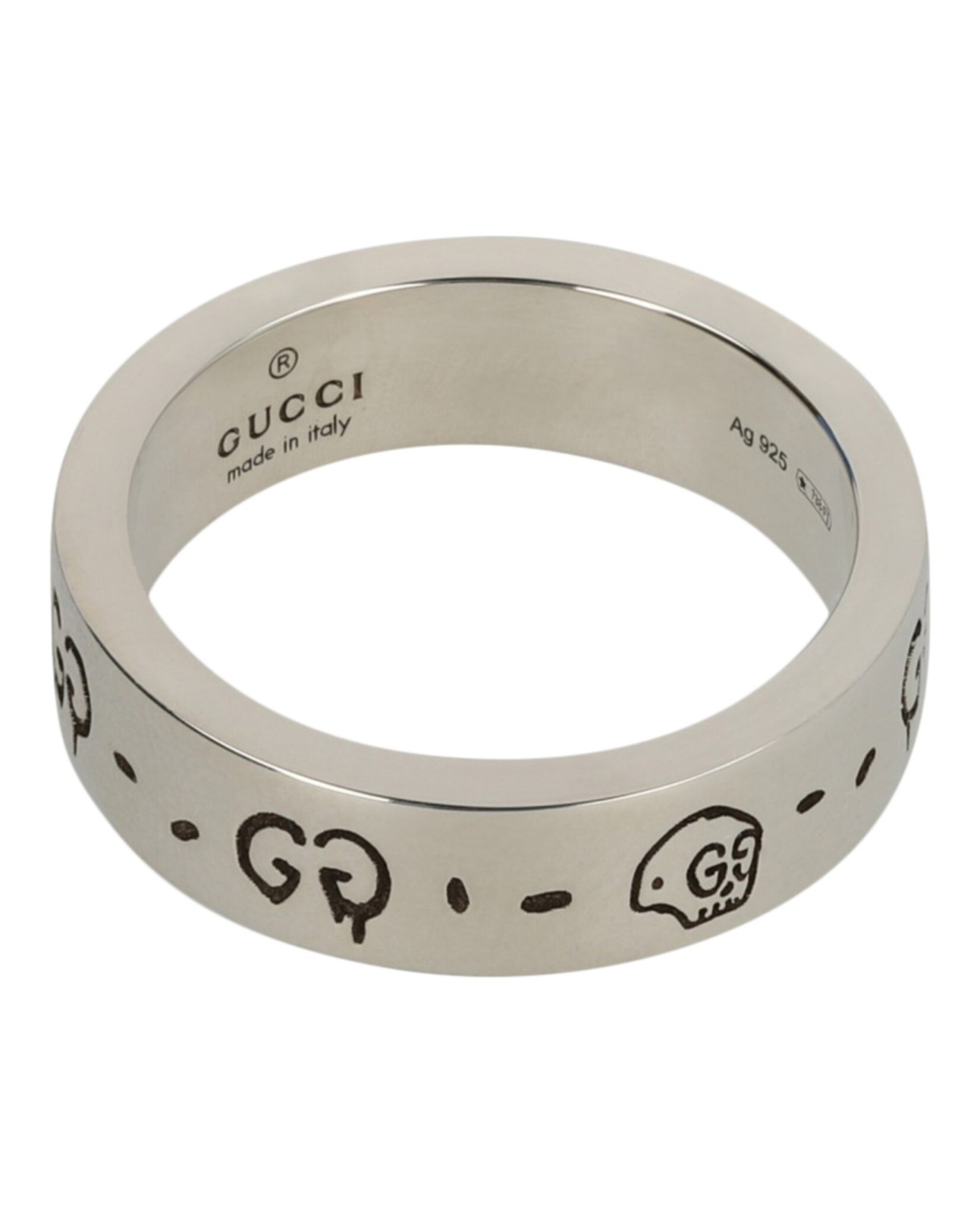 Gucci Womens Sterling Silver Ghost Ring 6MM