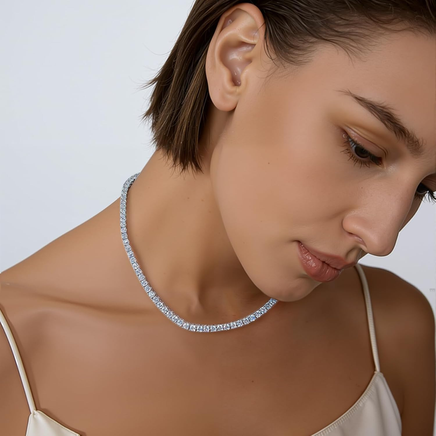 4mm CZ Tennis Necklace 18K White Yellow Gold Plated Chain 16-24 Inch Gift