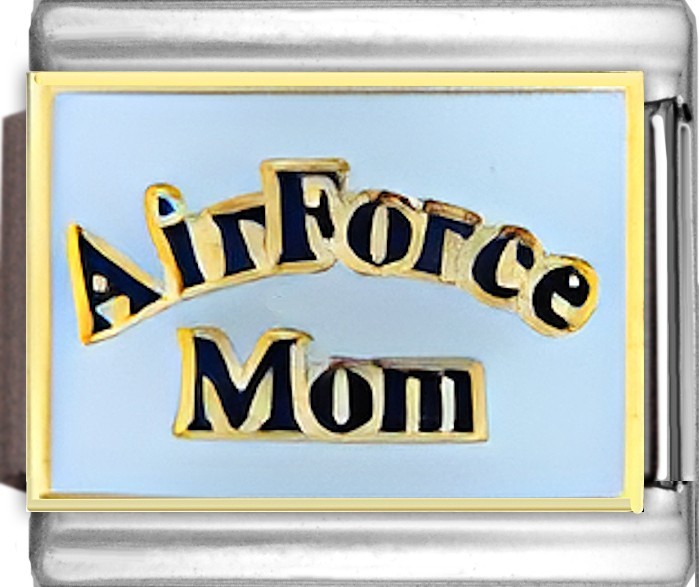 Air Force Mom White Enamel 9mm Italian Charm Bracelet Link Military Mom Gift