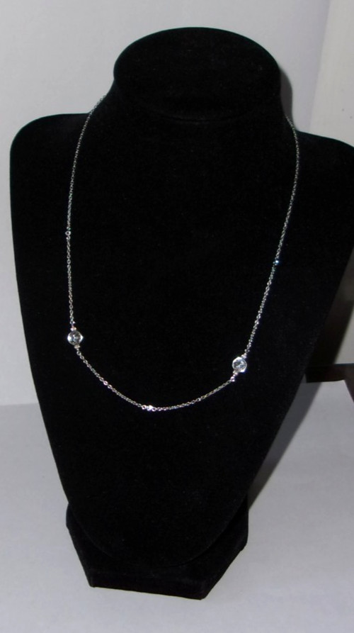 JUDITH RIPKA FLOATING S. S. NECKLACE WITH BEZEL SET WHITE CUBIC ZIRCONIA(2)
