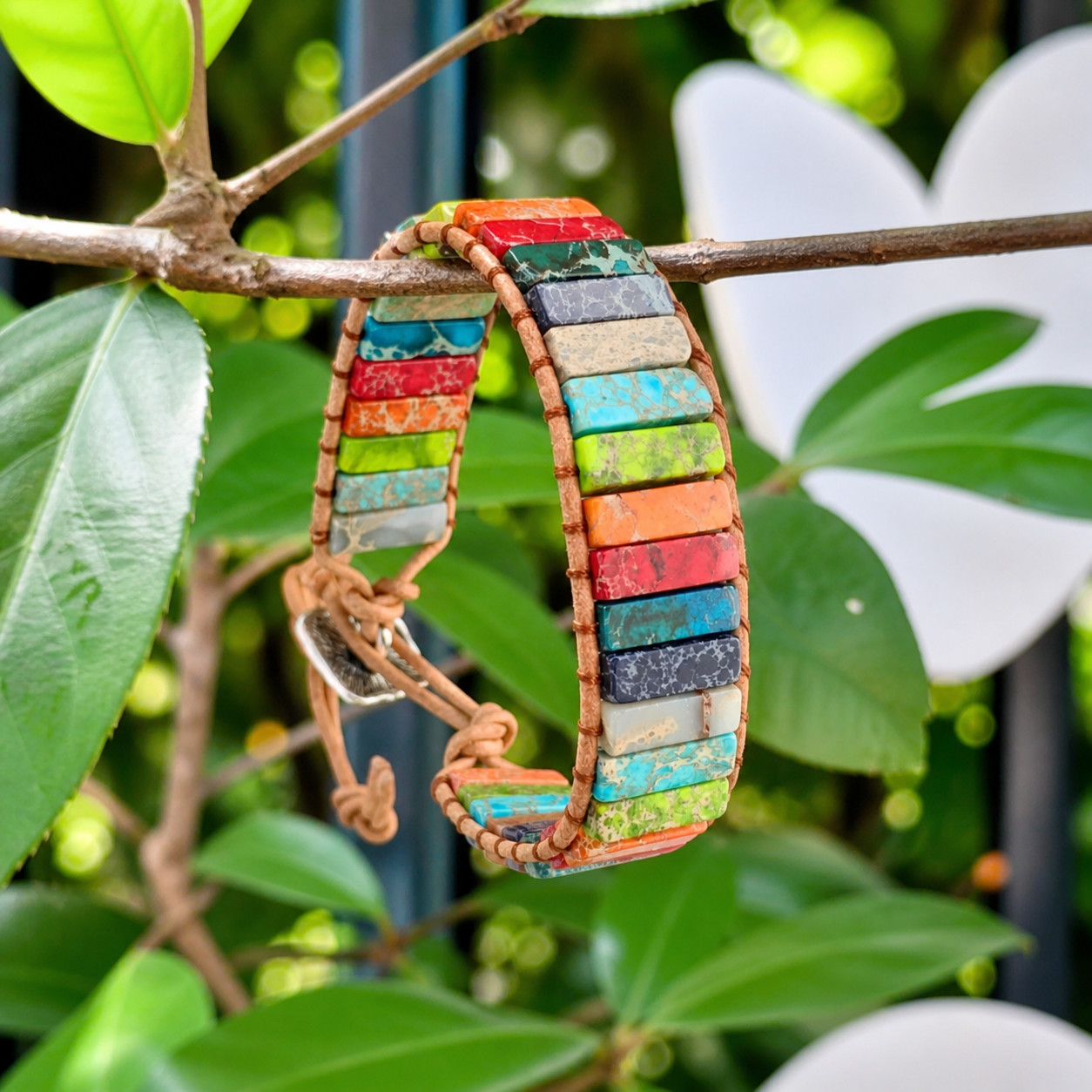 Natural 7 Chakra Stone Bracelet Multi Color Crystal Tube Beads Bracelet Gift