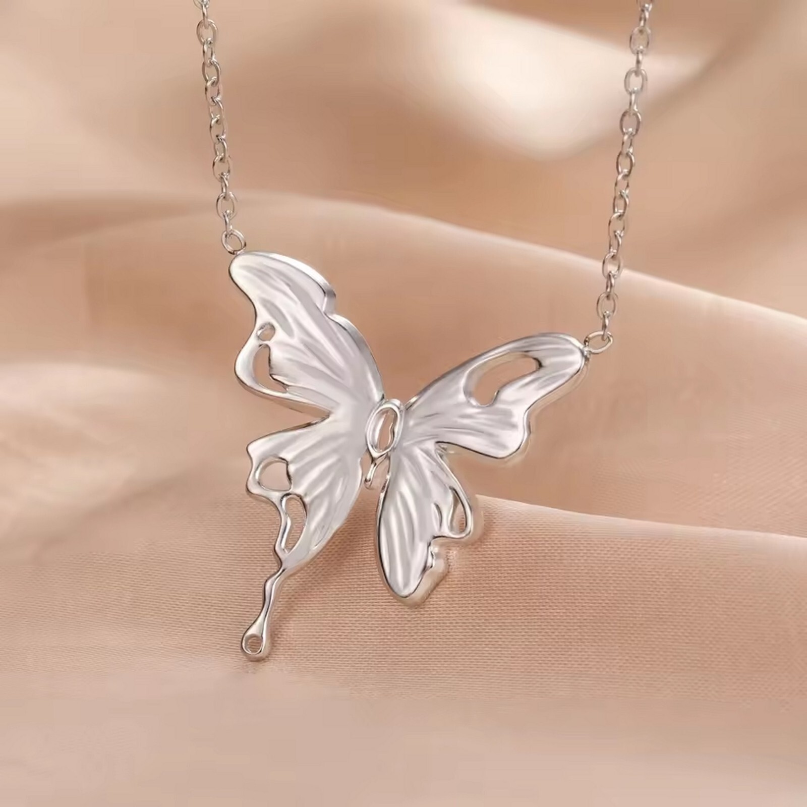 Abstract Butterfly Necklace 316L Stainless Steel Bohemian Butterflies Pendant