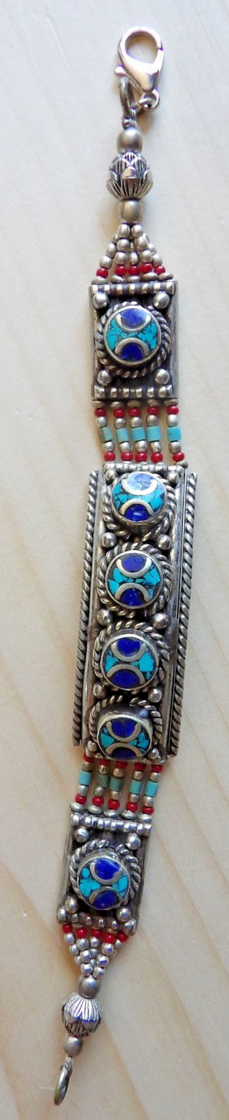 Bracelet Natural Lapis Lazuli Coral Gemstone Handmade Beaded Tibetan Jewelry