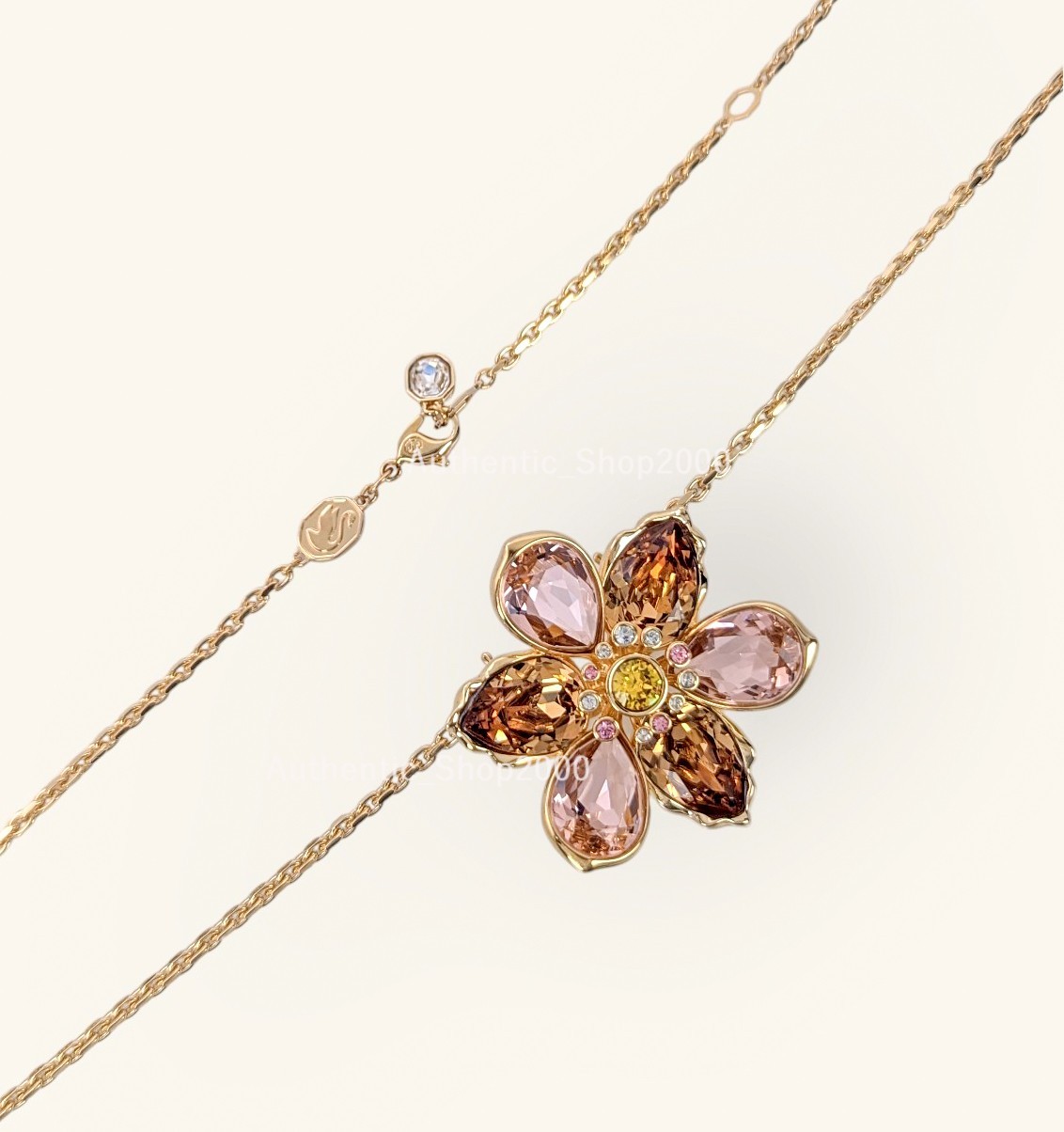 NEW Authentic SWAROVSKI Pink Flower Idyllia Pendant Necklace and Brooch 5735227