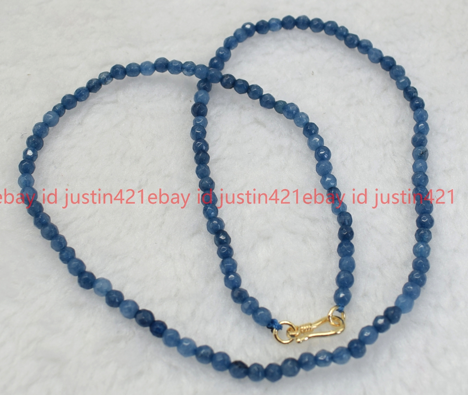 AAA+ Genuine Faceted 4mm Blue Kyanite Round Beads Necklace 16-28″