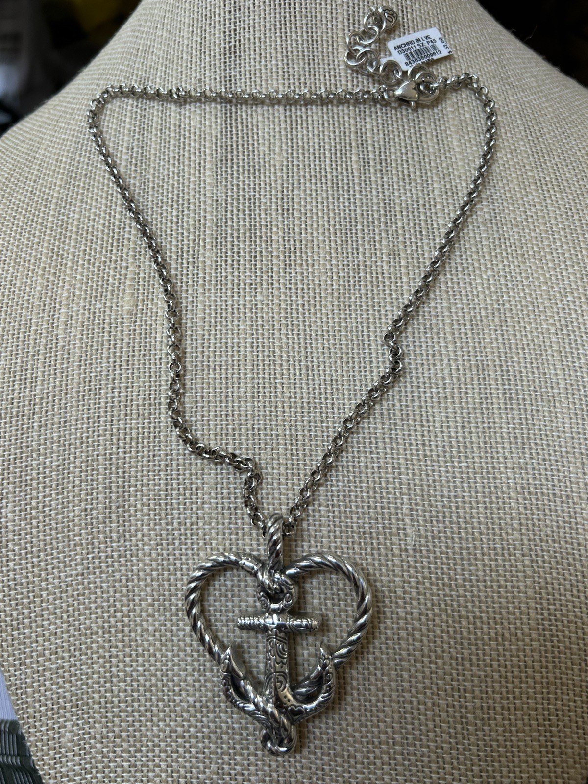 Brighton Anchored in Love Anchor Heart Pendant Necklace 18–20” Adjustable