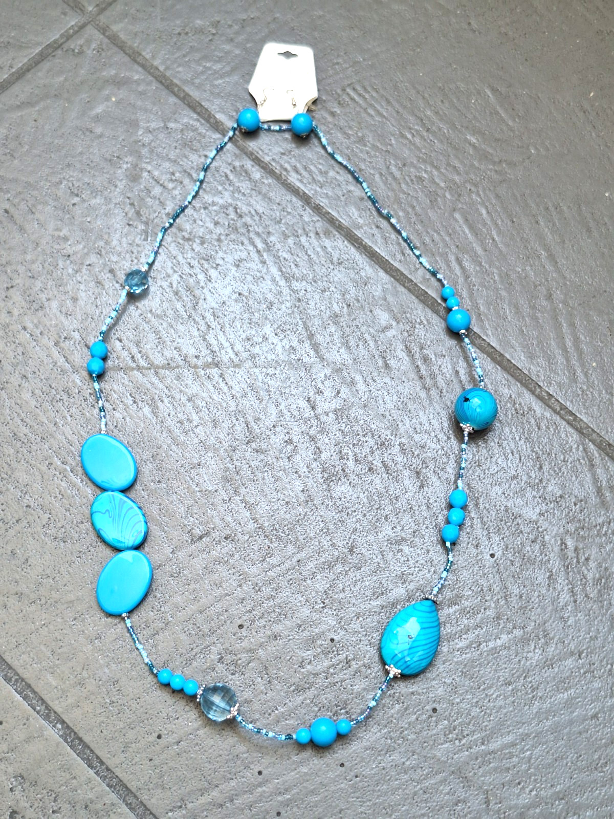 Fashion Jewelry Turquoise Blue Necklace + Earring Matching set lead free