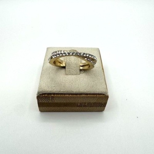 Rhinestone Band Ring Elegant Double Row Size 8.5