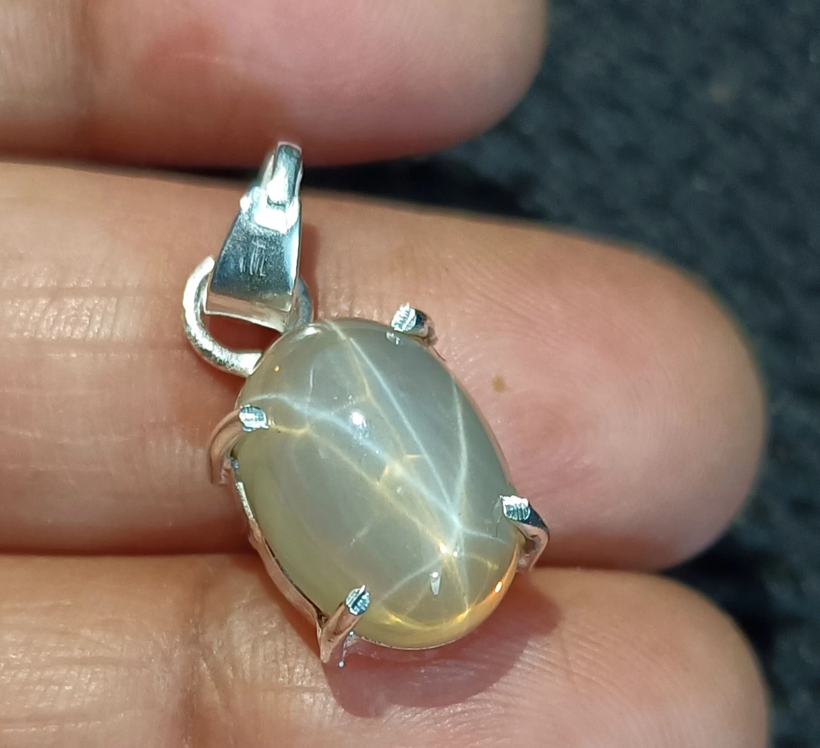 6 Ray 15.20 Ct Yellow Star Sapphire Sterling Silver Pendant GORGEOUS jewelry