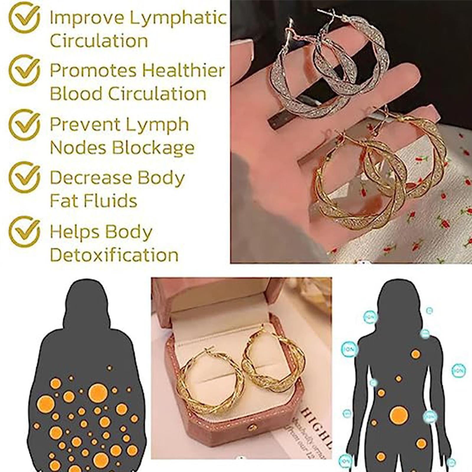 Magnetic Weight Loss Slimming Earring Hoop Lymphatic Drainage Earrings