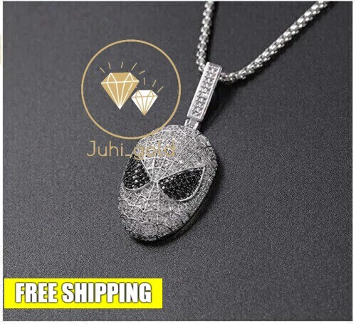 Spiderman HopHop Charm Pendant 2Ct Round Simulated Diamond 14K White Gold Plated