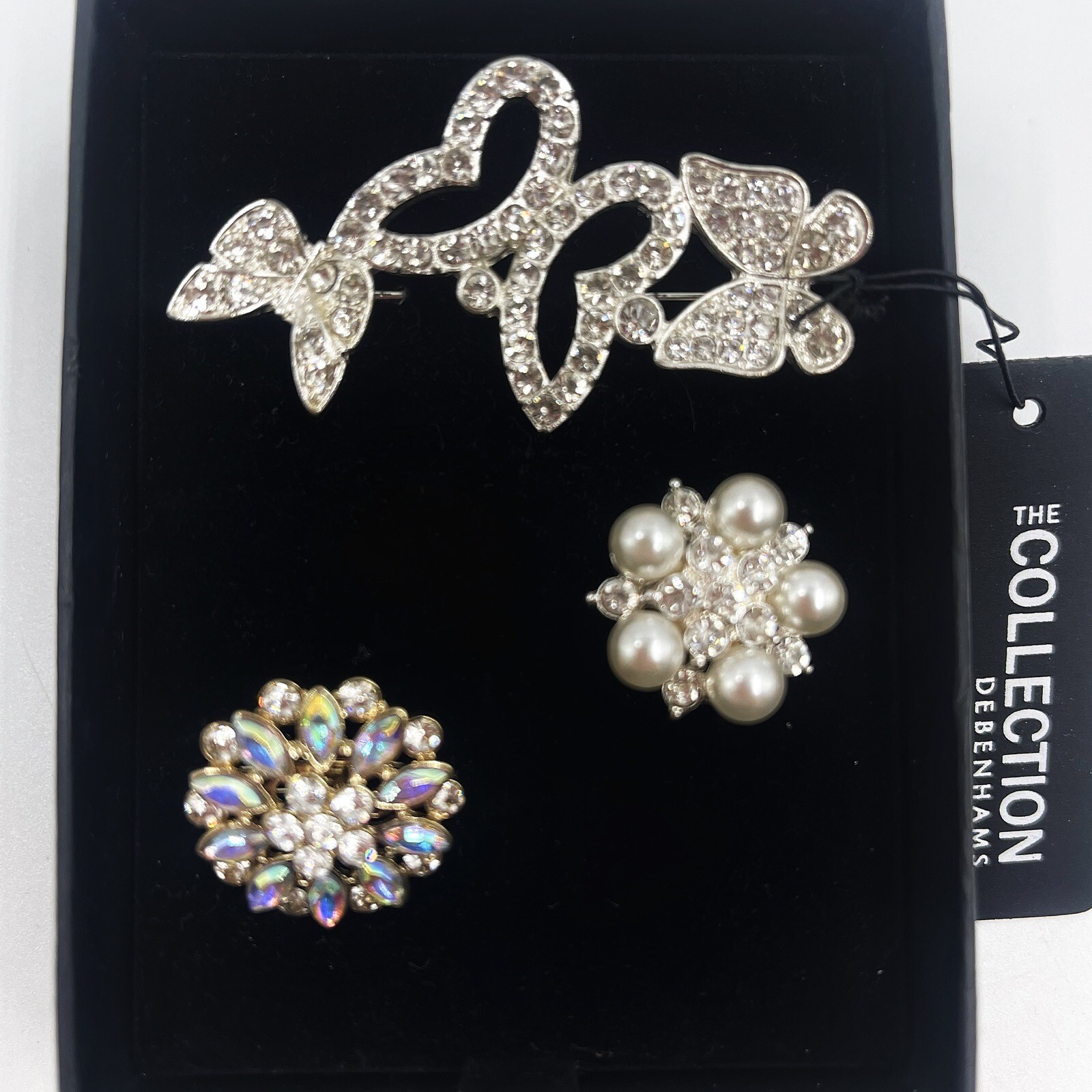 NEW JON RICHARD DEBENHAMS COLLECTION SET OF 3 LOVELY BROOCHES IN ORIGINAL BOX