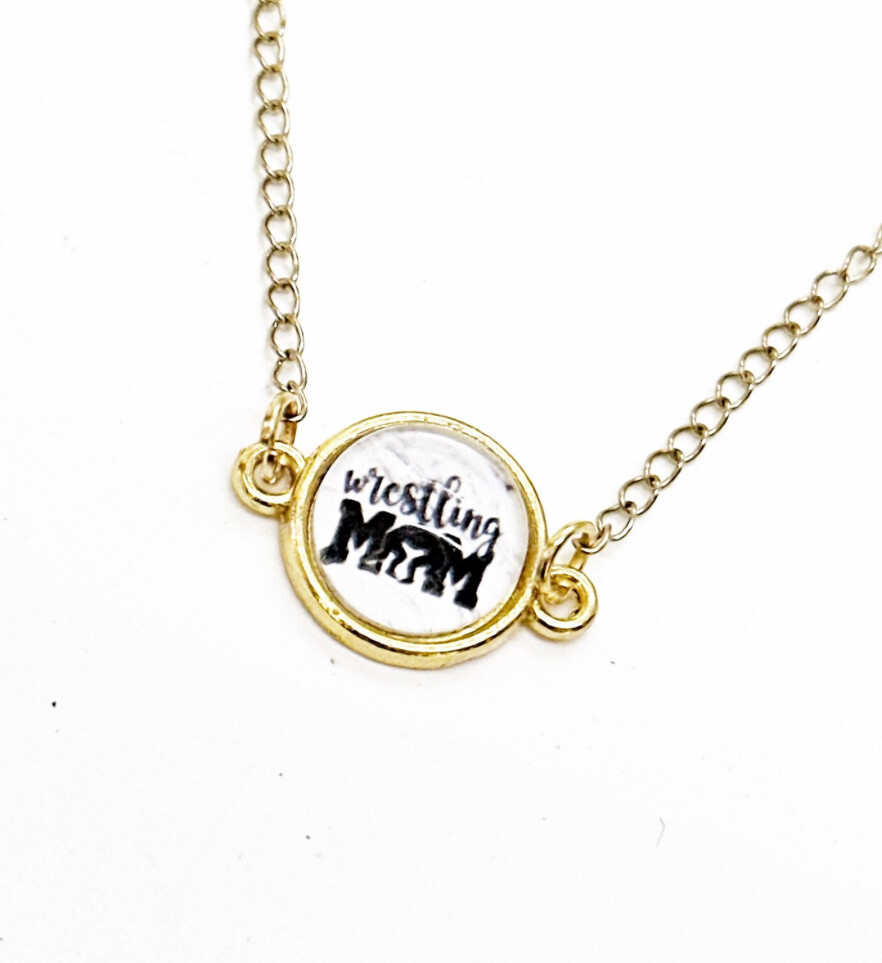 Wrestling Mom Connector Pendant Necklace, Love My Wrestler, Sports Mom, Wife