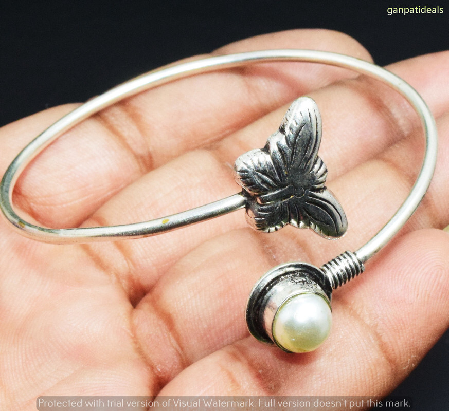 Biwa Pearl Gemstone Ethnic Handmade Adjustable Bangle Jewelry 7GM GBN-11457