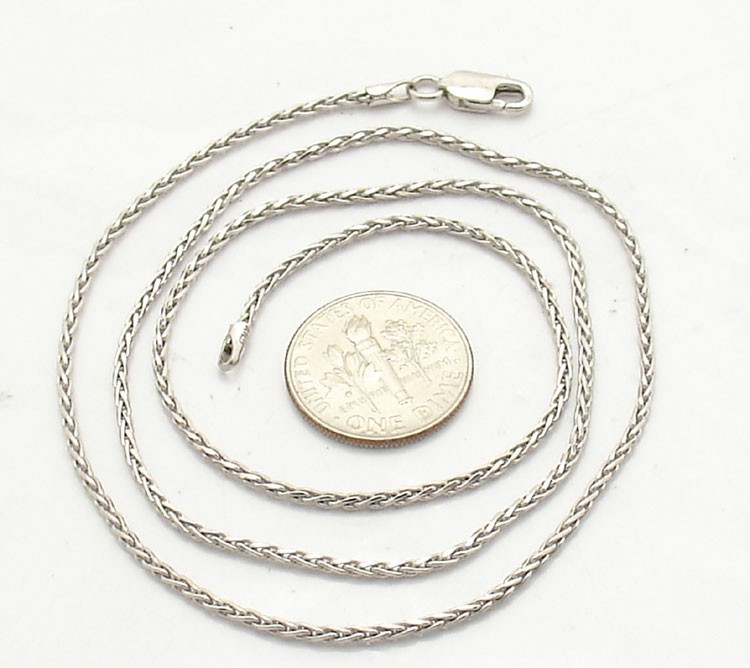 1.5mm Solid Anti-Tarnish Spiga Wheat Chain Necklace Real 925 Sterling Silver