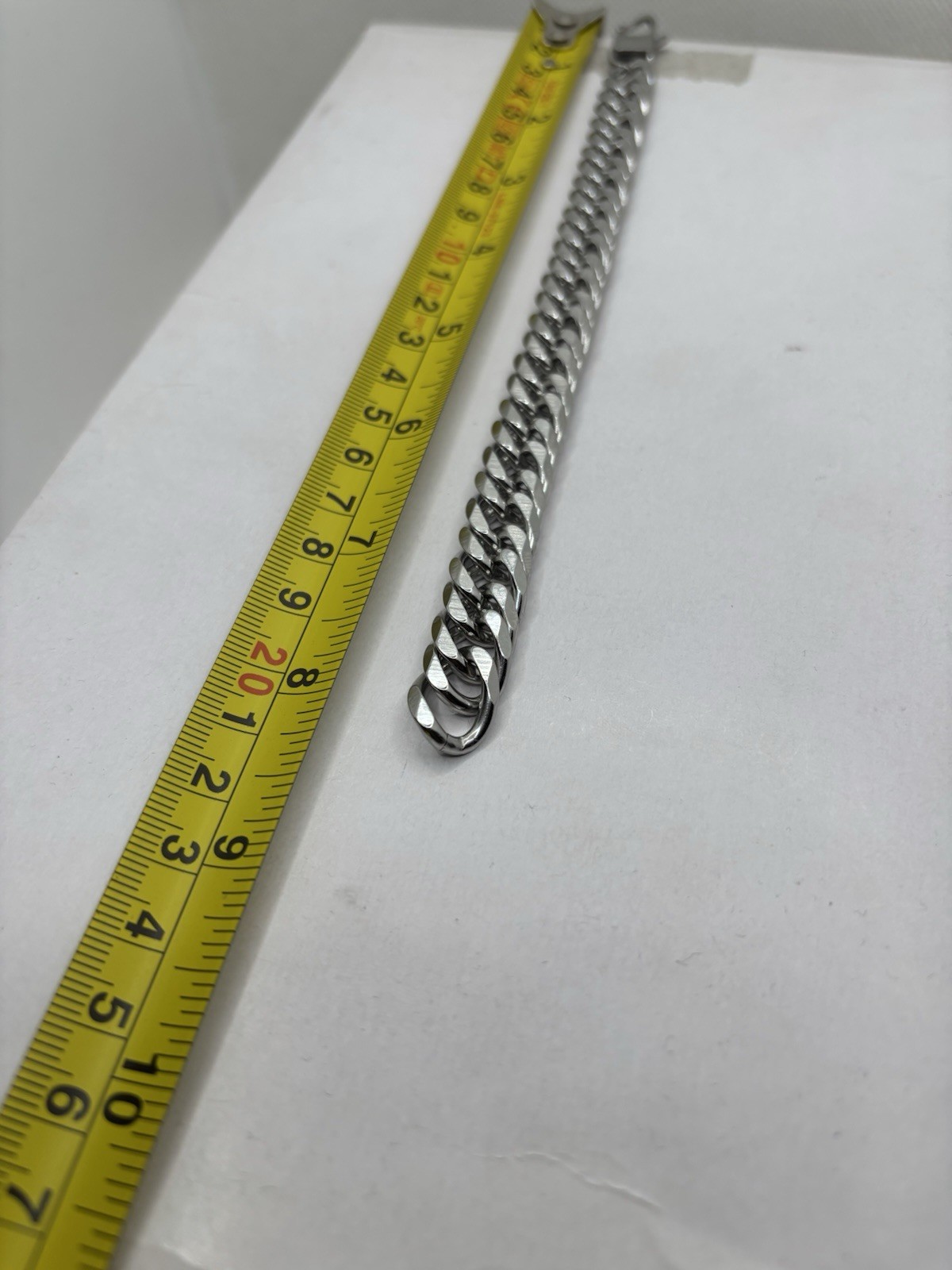 21 Cm Plated Silver Alloy Micro Curb Bracelet Minimal Grunge Streetwear Jewelry