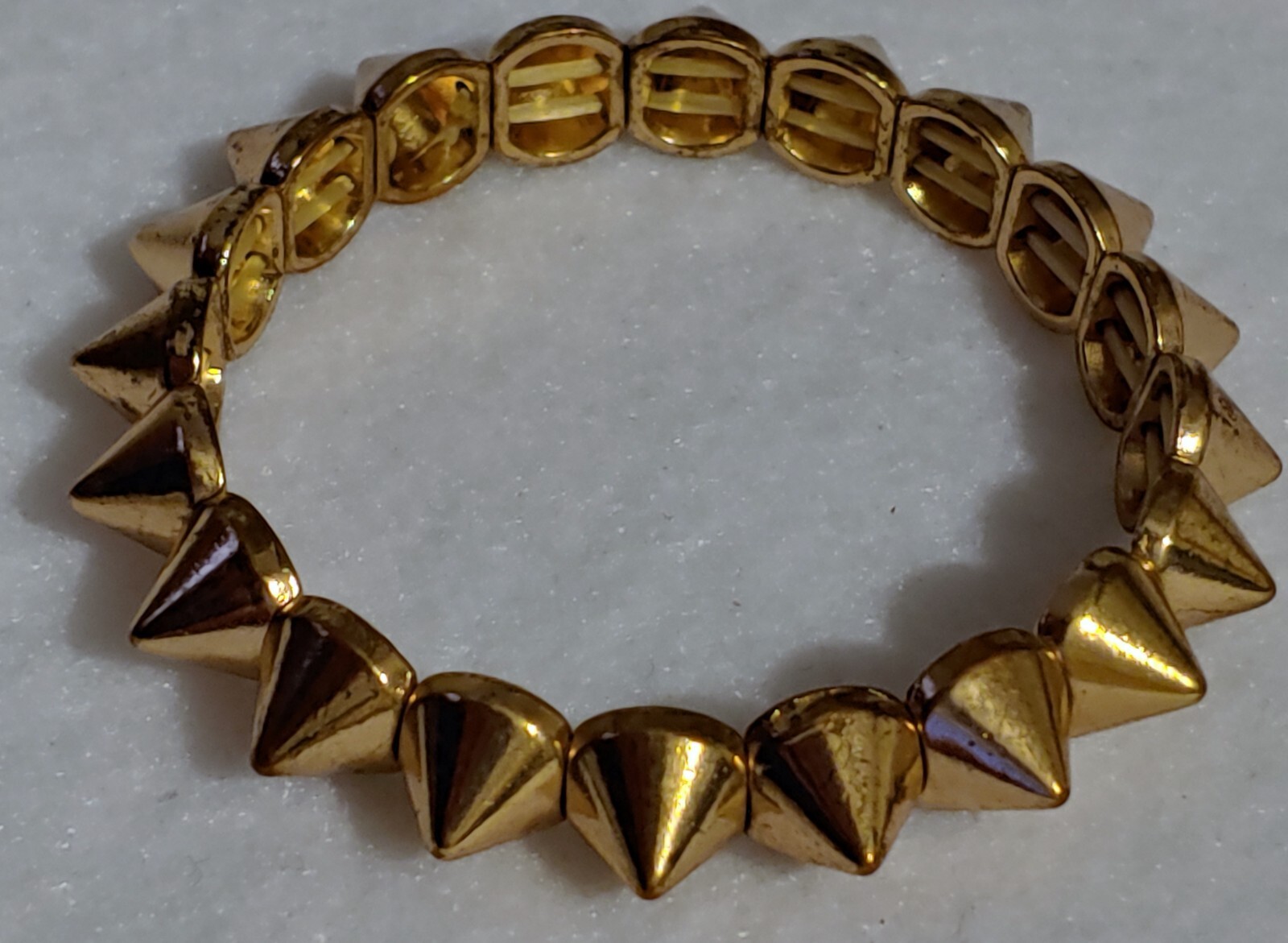 Gold Tone ( ROUND SPIKE STYLE) Stretch Statement Bracelet – 2 1/8 in Inside Dia