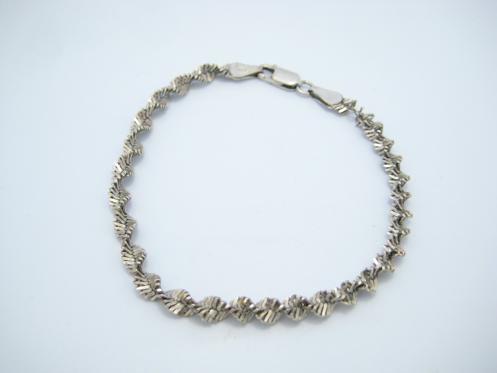 Sterling Silver 4mm Twist Link Rope Chain Link Bracelet 7.25″