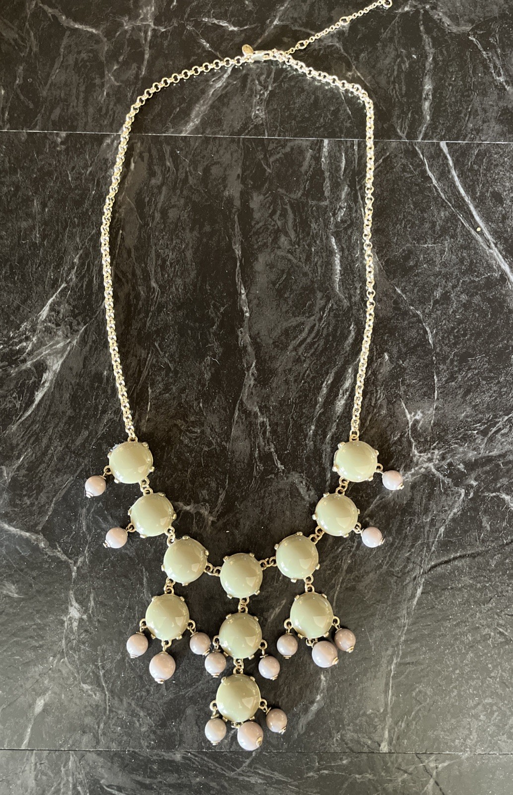 J. Crew “bubble” green necklace 27in W 3 1/4 In Extender Gold Tone