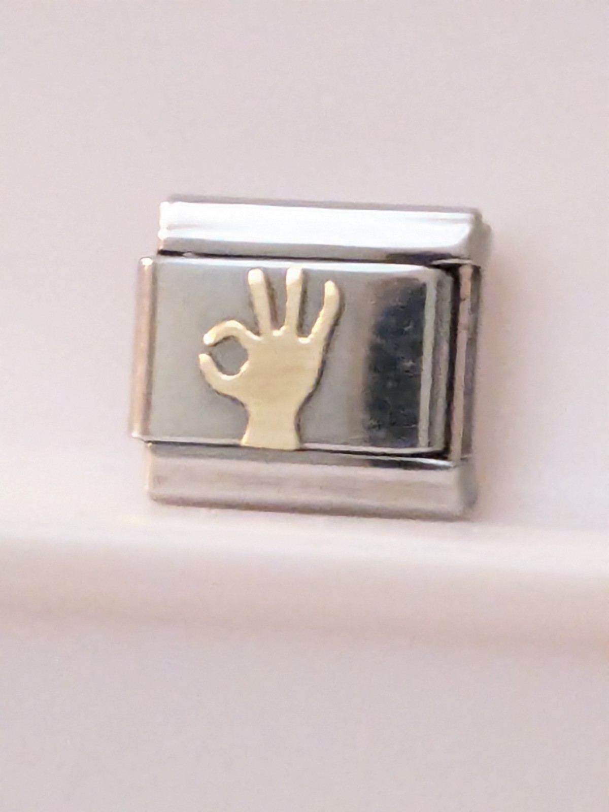 Authentic Puzzle Collection Classic 9mm Italian Charm Hand Sign Okay R36