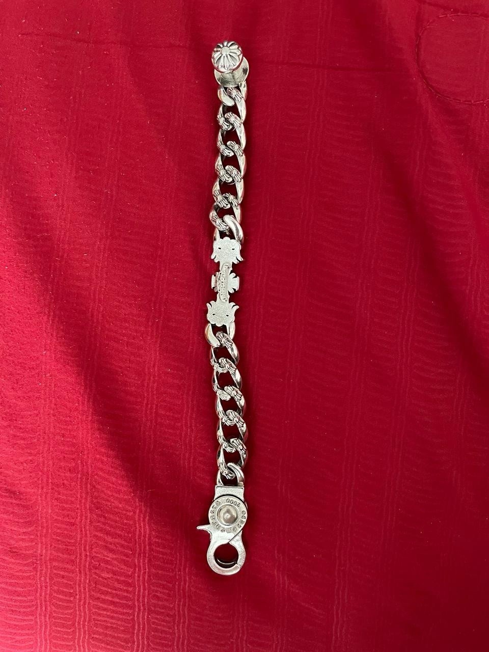 Chrome Hearts Extra Fancy Cuban Link Bracelet 925 Sterling Silver Cross Fleur