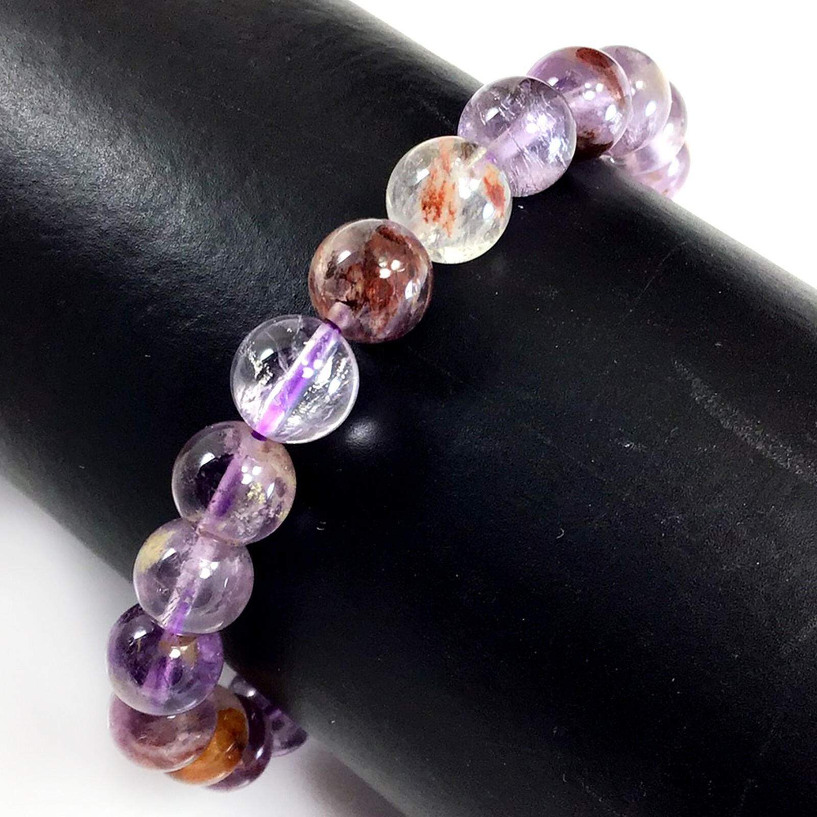 Handmade Gemstone Natural Super Seven Crystal Beaded Bracelet 7.5″ 4 6 8 10 12mm