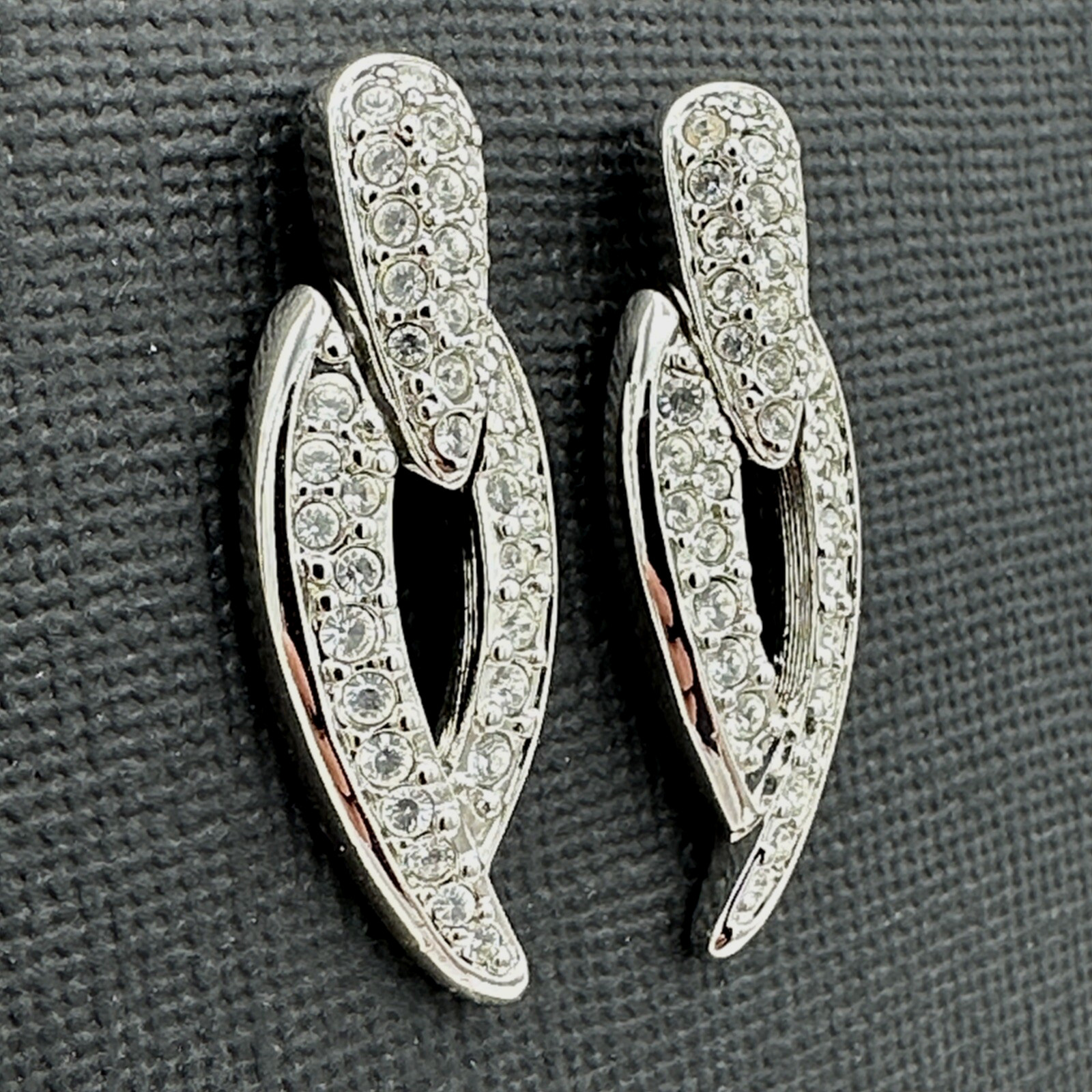 SWAROVSKI door knocker earrings – swan-signed silver-tone clear crystal pavé