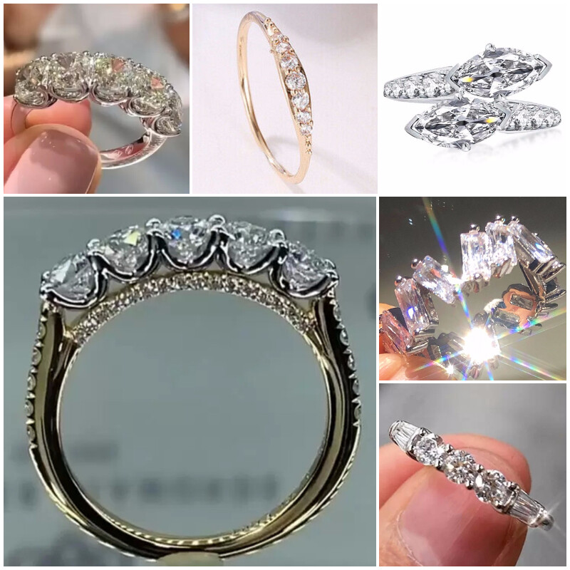 925 Silver Filled,Gold Wedding Jewelry Women Gorgeous Cubic Zircon Ring Sz 6-10