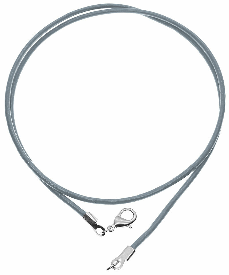 Gray Leather Cord Necklace Silver/Gold Clasp 16″ 18″ 20″ 22″ 24″ 26″ 28″ 30″