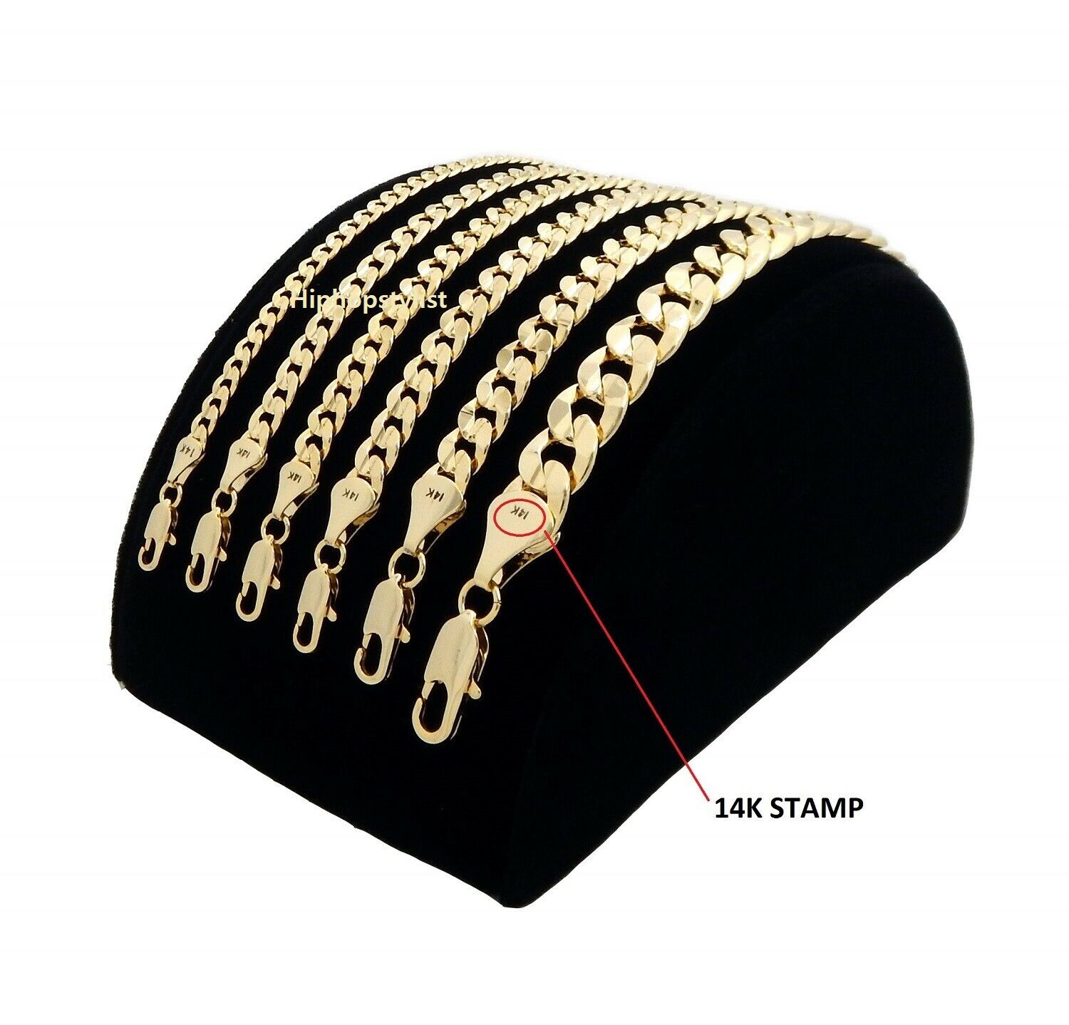 Mens Cuban link Chain 14k Gold Plated 8″ 9″ 20″ 22″ 24″ 30″ Concave Bracelet