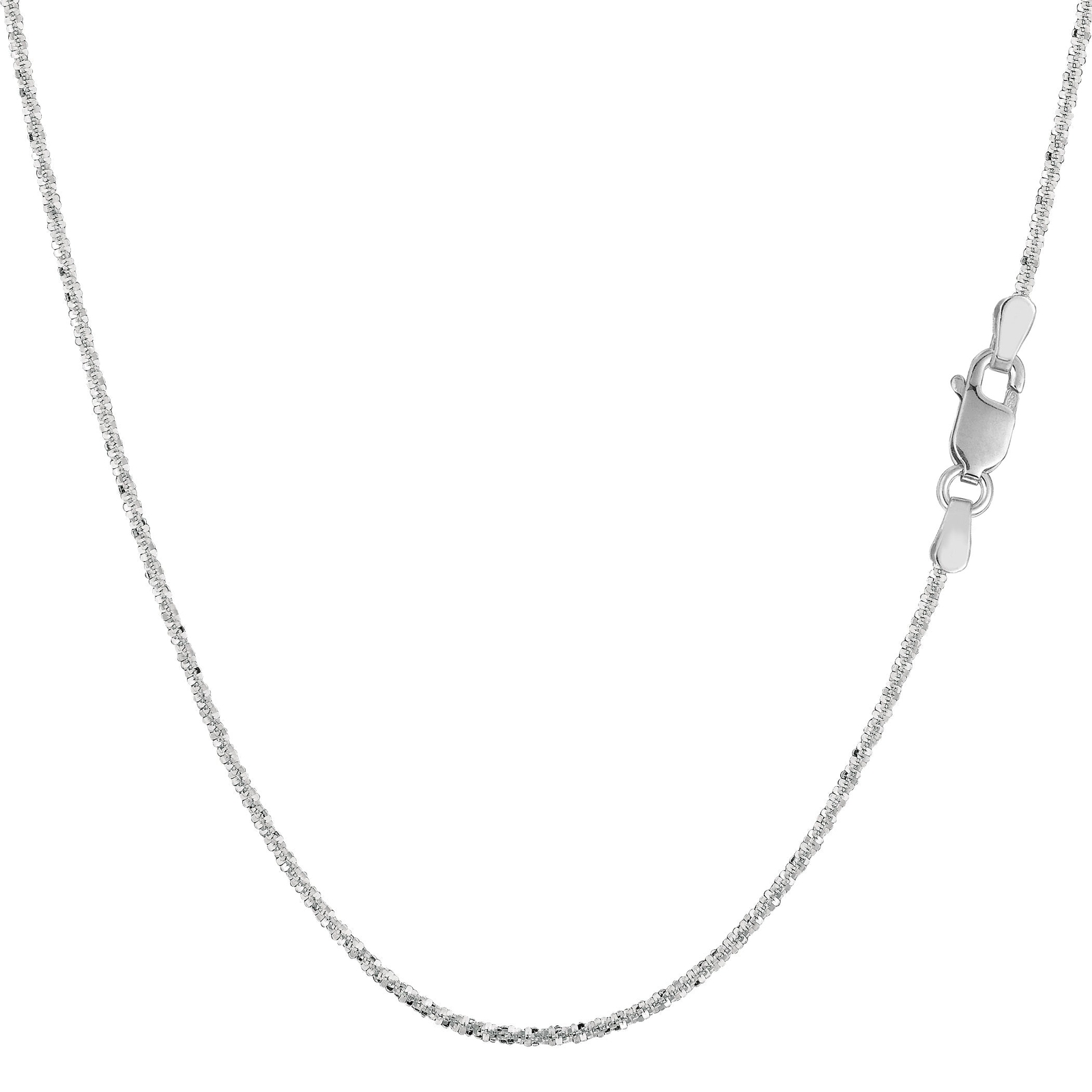 14k White Real Gold Sparkle Chain Necklace, 0.9mm, 18″